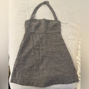 Gingham halter romper dress